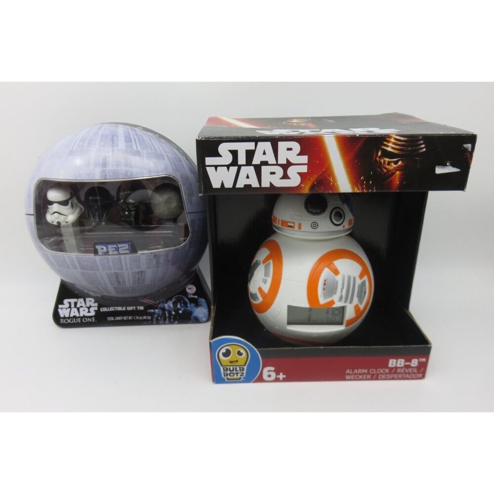 Star Wars Pez Dispenser in Gift Tin and BB-8 Alarm Clock New In Box